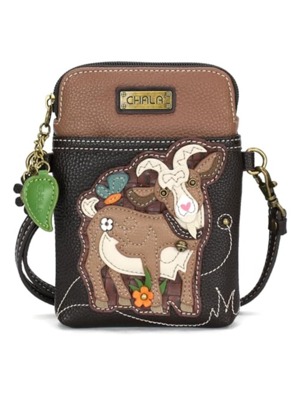 Women Goat Farm Animal Crossbody Purse Cell Phone Vegan Leather Canvas Handbag